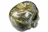 Realistic, Orange Calcite and Brecciated Matrix Skull #382188-4